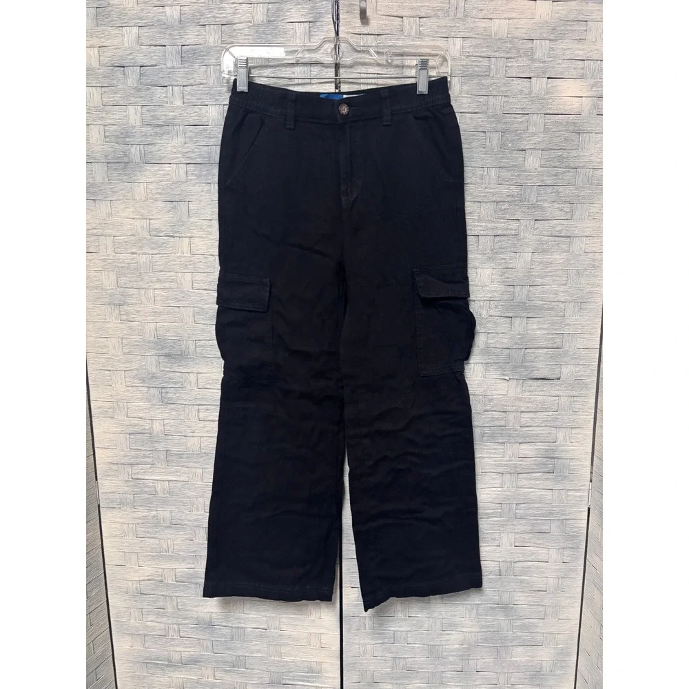 Old Navy Kids L 10-12 Cargo Pants Black Straight Leg Utility Gorpcore Streetwear